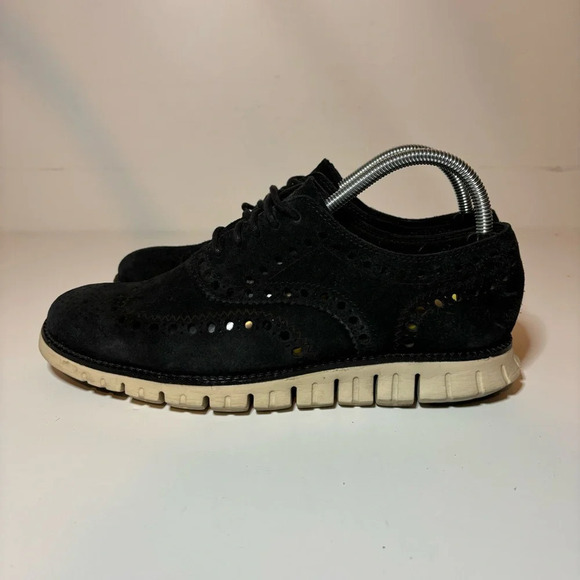 Cole Haan Zerogrand Oxford Wingtip Casual Shoes Leather Black Suede Mens 7M - Picture 1 of 10